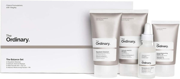 The Ordinary The Balance Set â€“ Beauty Set, Skincare Set, Gift Set with Squalane Cleanser, Salicylic Acid 2% Masque, Niacinamide 10% and Zinc 1% and Natural Moisturizing Factors and HA (4 Piece Set)